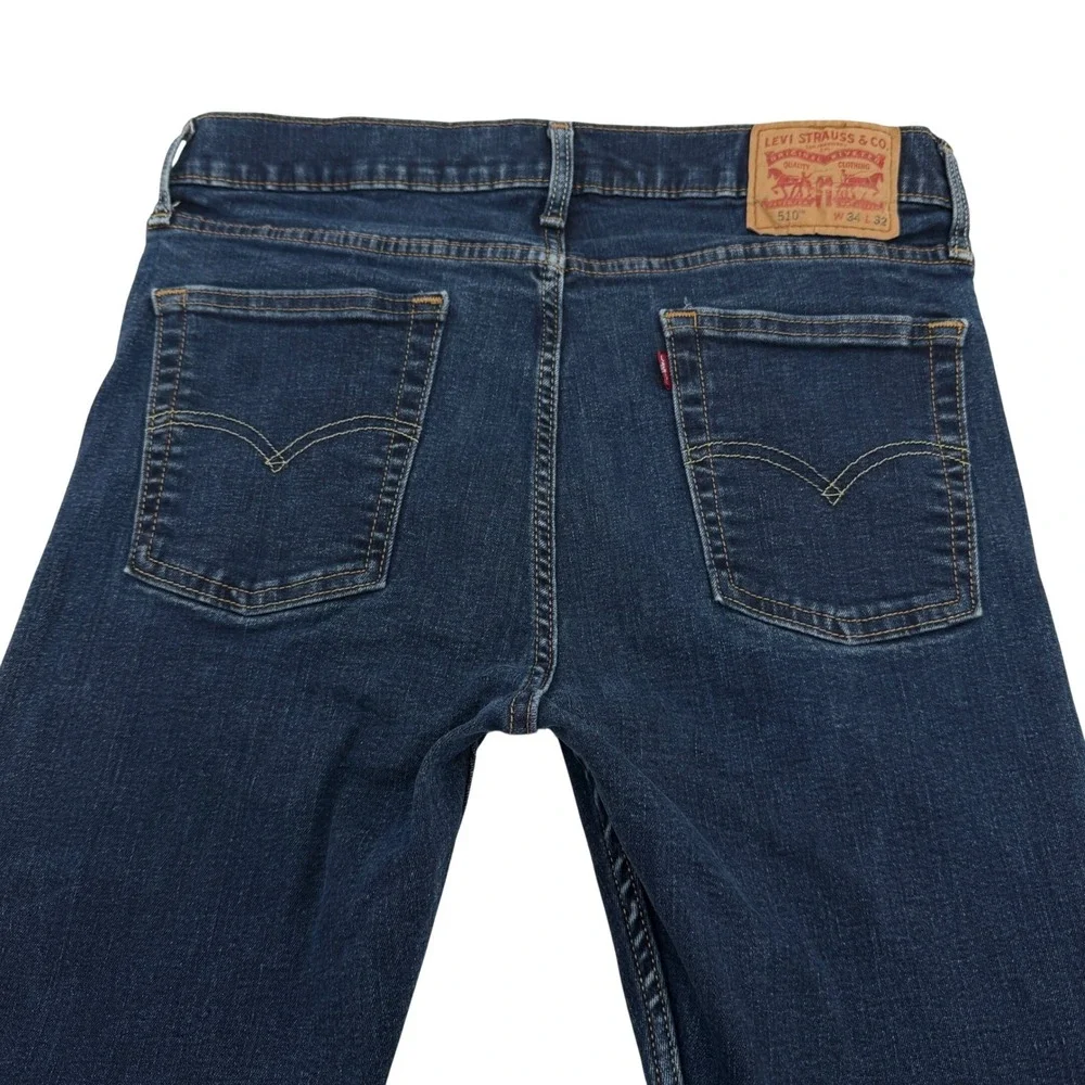 Levi's 510 Jeans Mens 32x30 (Tag 34x32) Dark Blue Denim Skinny Stretch Classic